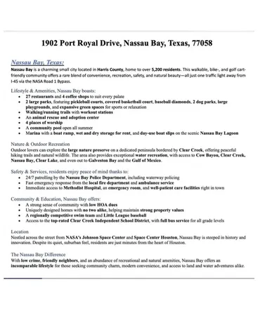1902 Port Royal Drive Nassau Bay TX 77058
