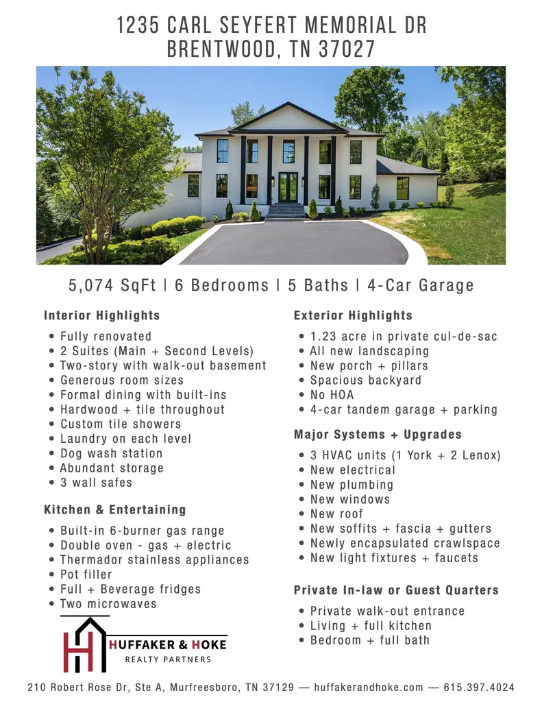 1235 Carl Seyfert Memorial Drive Brentwood TN 37027