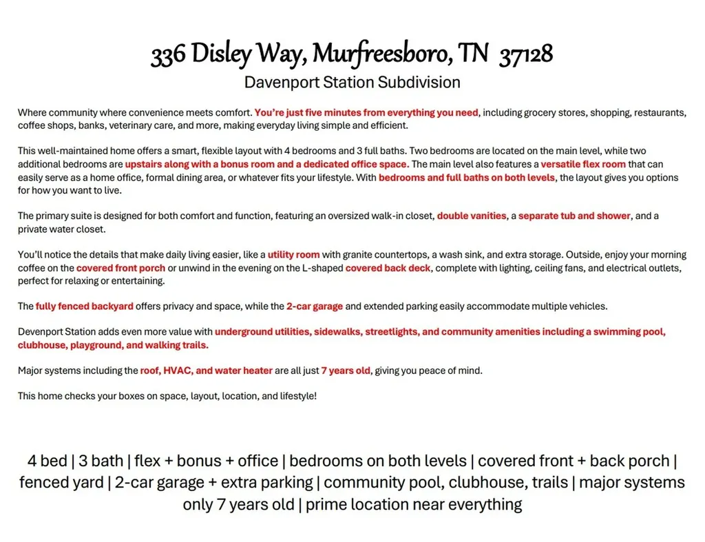 336 Disley Way Murfreesboro TN 37128