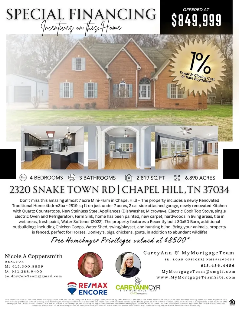 2320 Snake Town Road Chapel Hill TN 37034