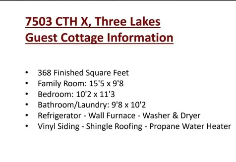 7503 Cth X Three Lakes WI 54562