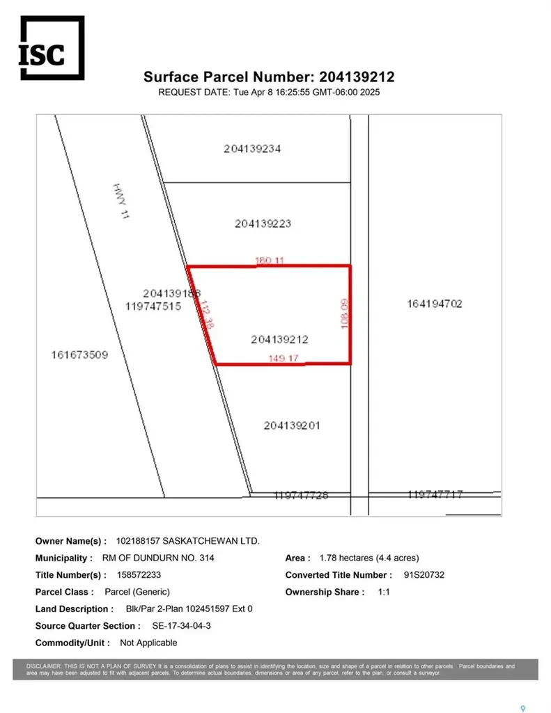 0 11 Highway Dundurn Rm No. 314 SK S7T 0J1