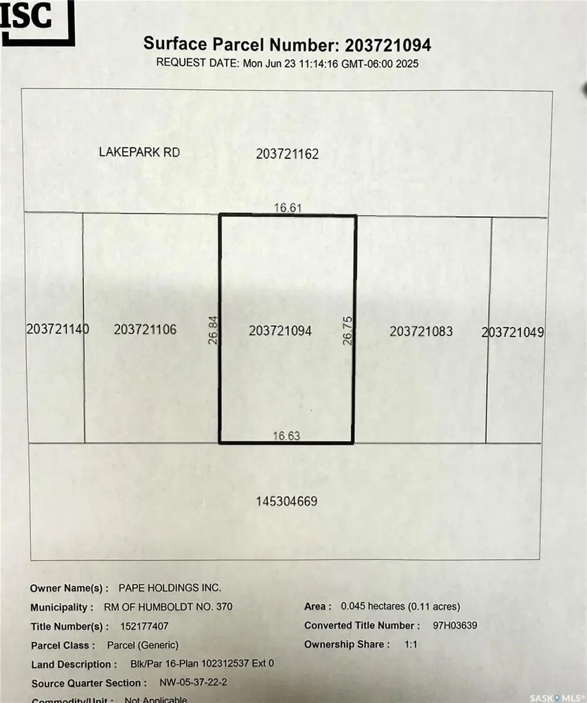 16 Lakepark Road Humboldt Rm No. 370 SK S0K 2A0