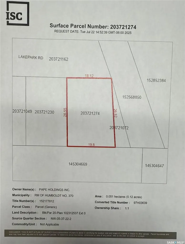 20 Lakepark Road Humboldt Rm No. 370 SK S0K 2A0