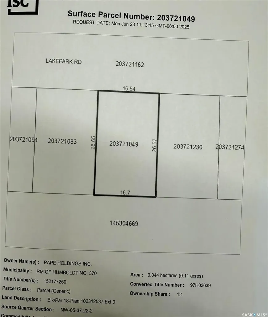 18 Lakepark Road Humboldt Rm No. 370 SK S0K 2A0