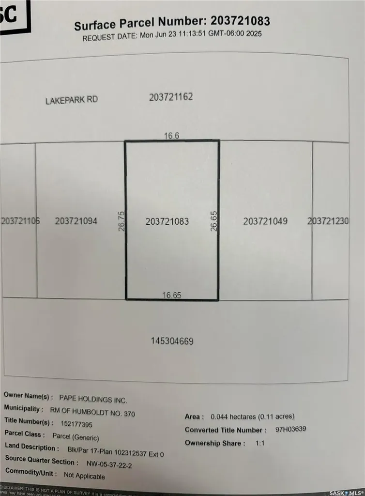 17 Lakepark Road Humboldt Rm No. 370 SK S0K 2A0
