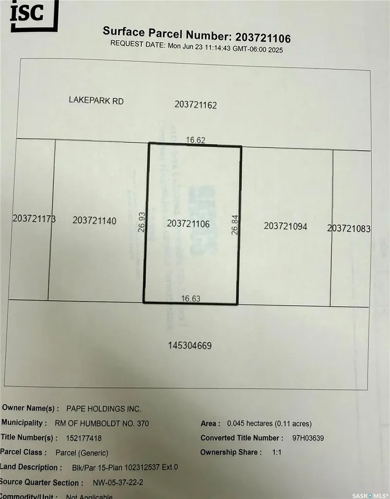 15 Lakepark Road Humboldt Rm No. 370 SK S0K 2A0