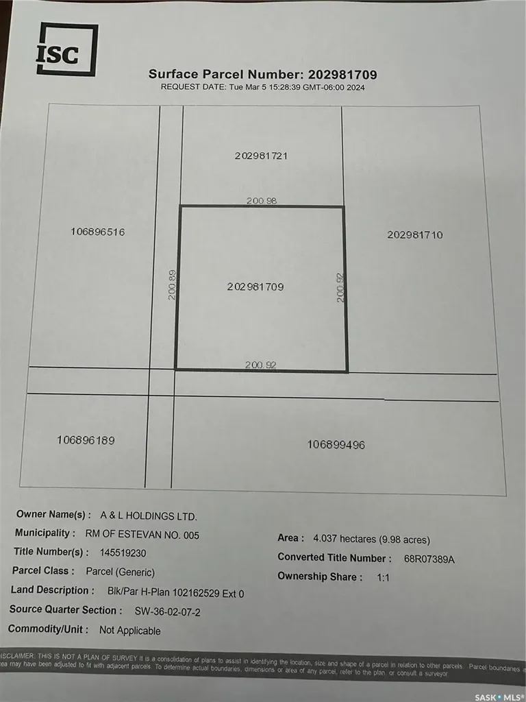 Block H Rural Address Estevan Rm No. 5 SK S0C 0M0