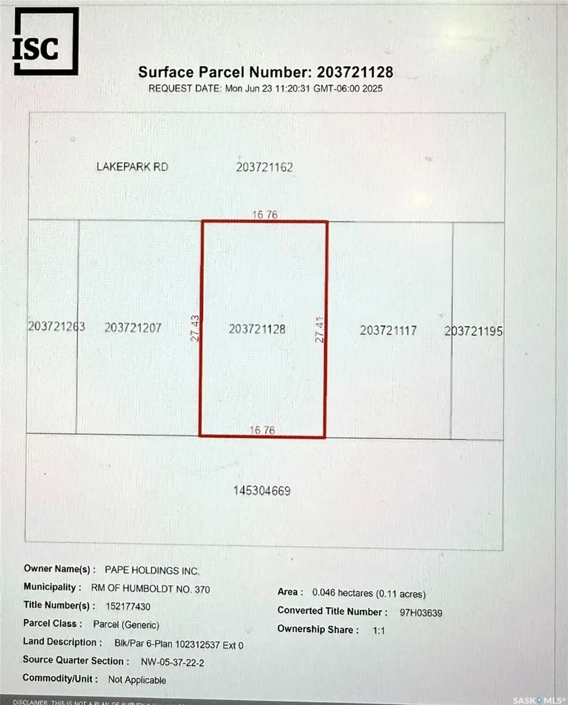 6 Lakepark Road Humboldt Rm No. 370 SK S0K 2A0