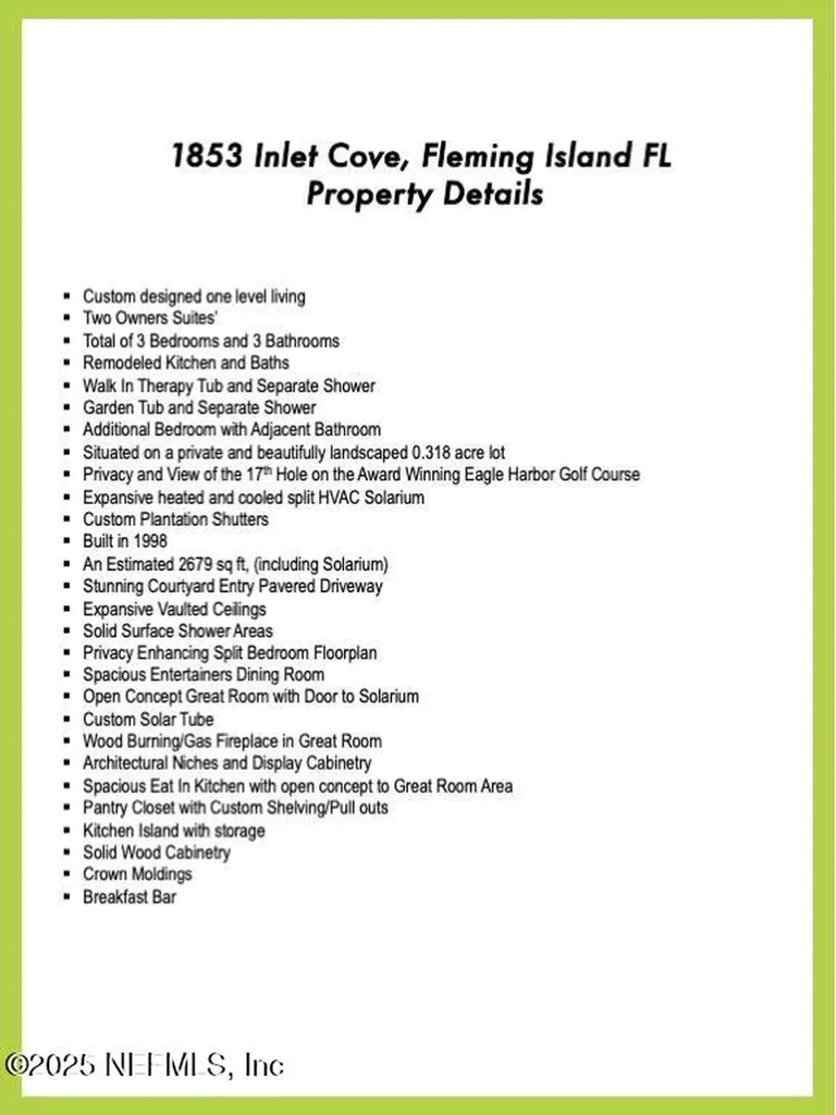 1853 Inlet Cove Court Fleming Island FL 32003