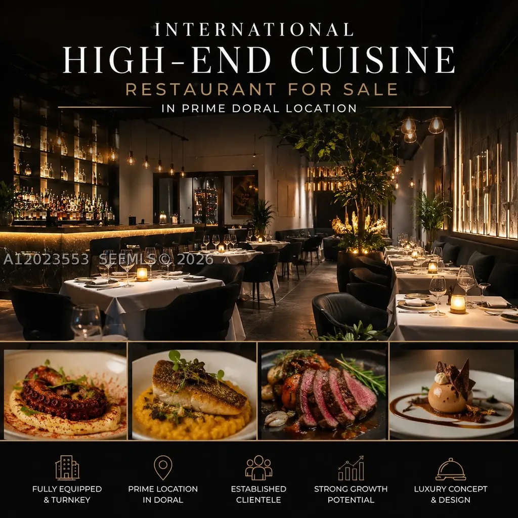 International High-end Cuisine Rest. For Sale In Prime Doral Locatio Doral FL 33166