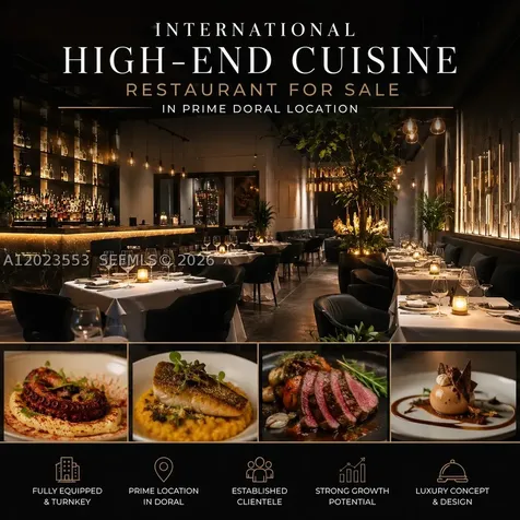International High-end Cuisine Rest. For Sale In Prime Doral Locatio Doral FL 33166