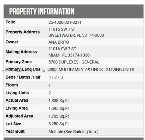 11016 SW 7th Street Miami FL 33174