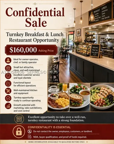 Confidential Turnkey Breakfast & Lunch Restaurant Miami FL 33165