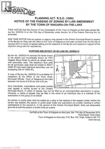 1074 Niagara Stone Road Niagara-on-the-lake ON L0S 1J0