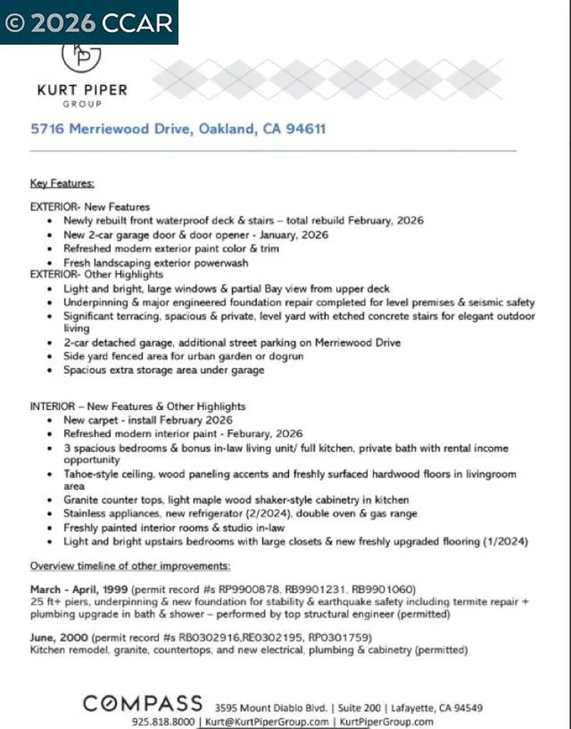 5716 Merriewood Drive Oakland CA 94611