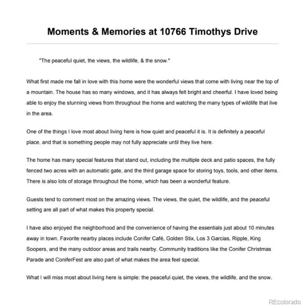 10766 Timothys Drive Conifer CO 80433