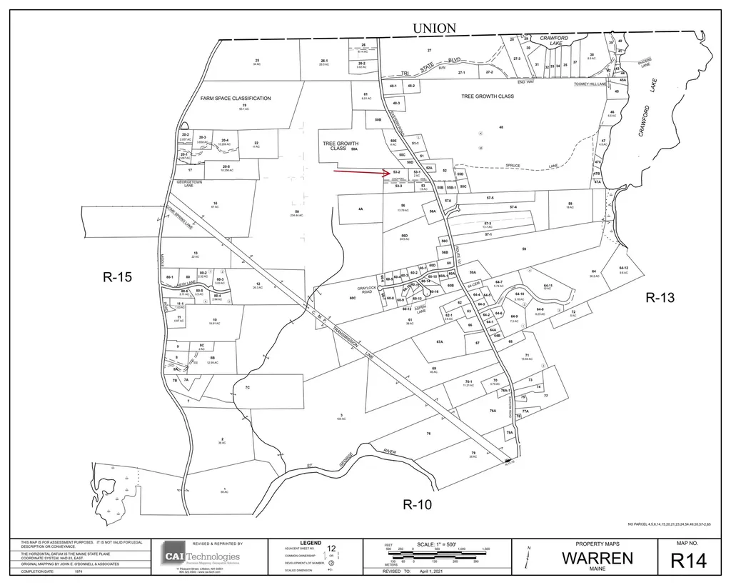 Map R15 Lot 53-2 Chickadee Lane Warren ME 04572