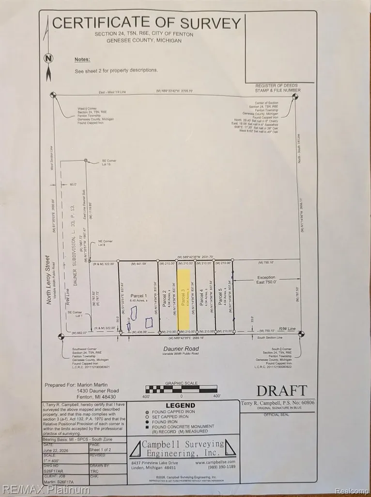 Parcel 3 Dauner Road Fenton City MI 48430