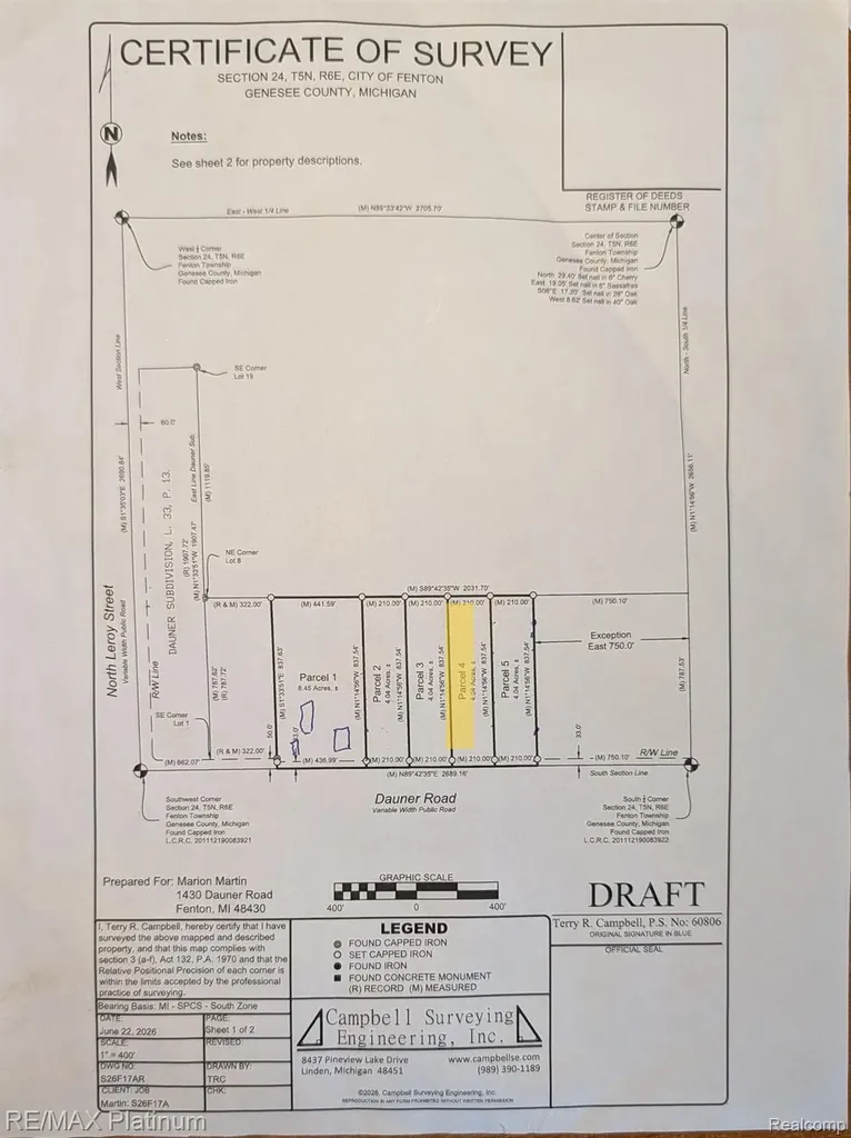 Parcel 4 Dauner Road Fenton City MI 48430
