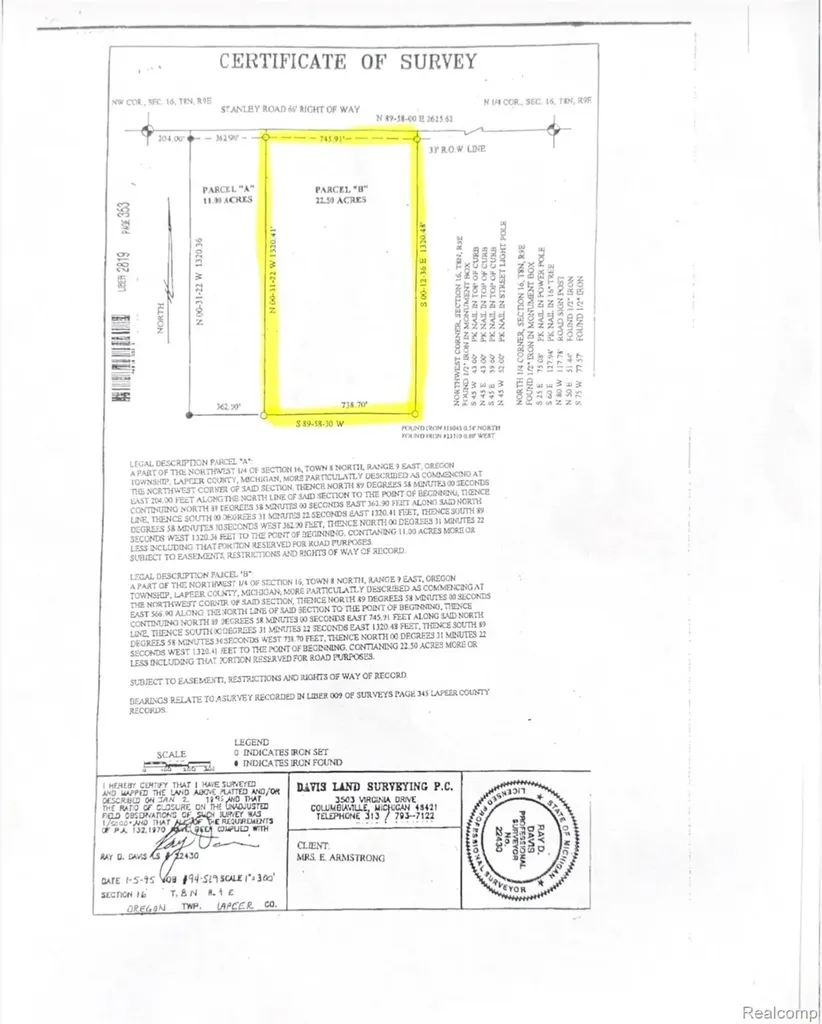 V/l 4896 Stanley Road Oregon Township MI 48421