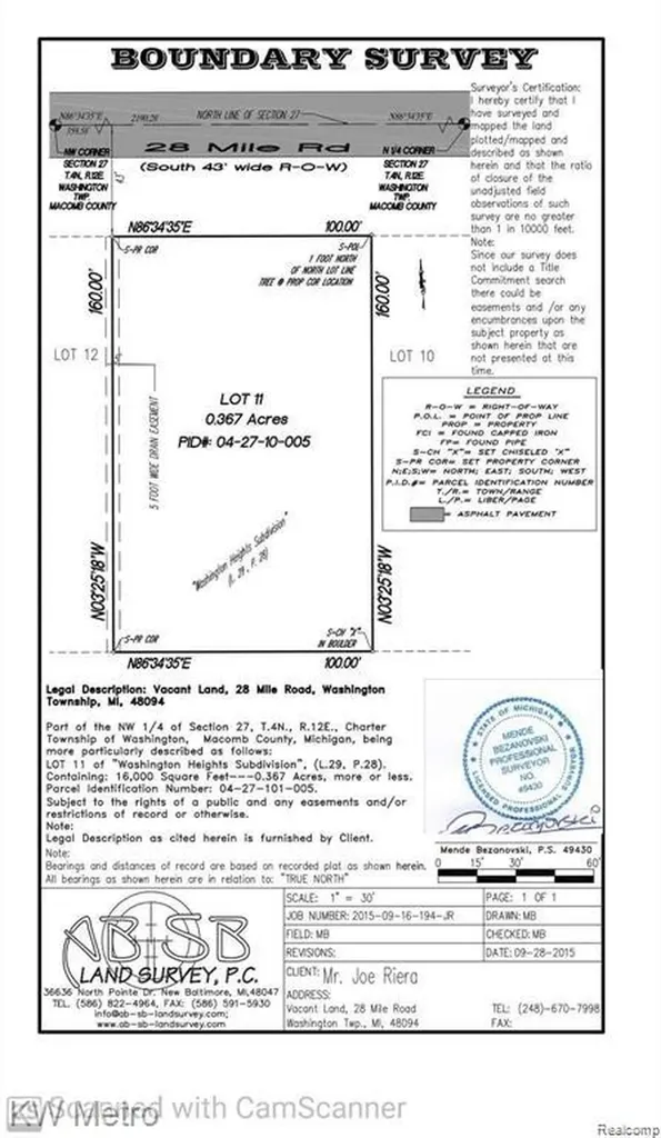 28 Mile Road Washington Township MI 48094