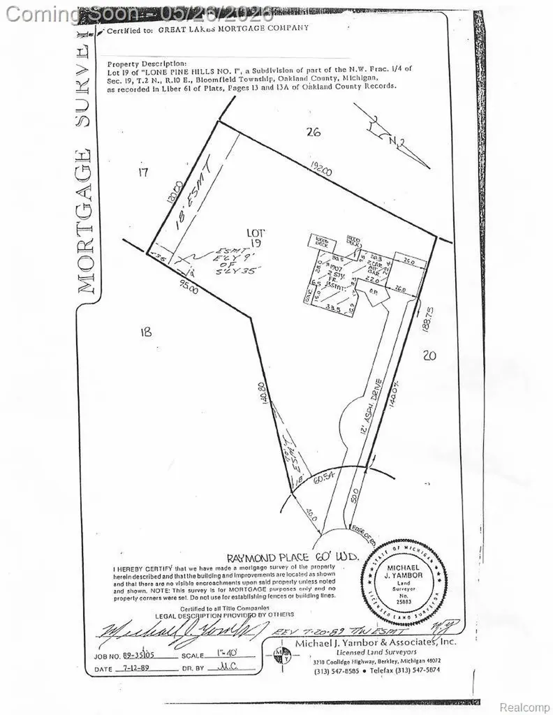 1907 Raymond Place Bloomfield Hills City MI 48302