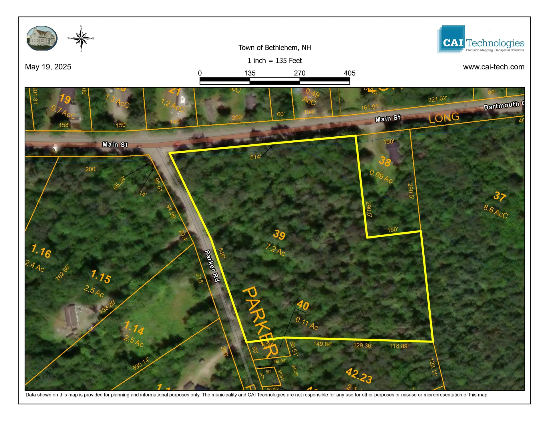 Map 202-lot 39 Parker Road Bethlehem NH 03574
