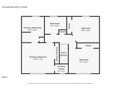29 Cassidy Road Fairfax VT 05454