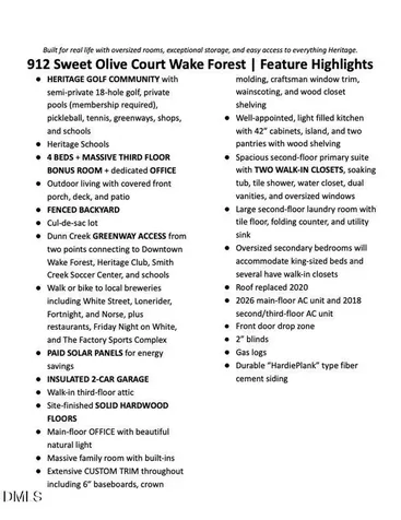 912 Sweet Olive Court Wake Forest NC 27587