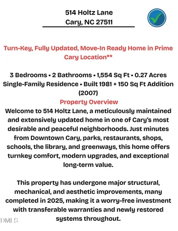 514 Holtz Lane Cary NC 27511